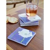 Handmade White Poppies on Violet Coaster Set (United Kingdom)