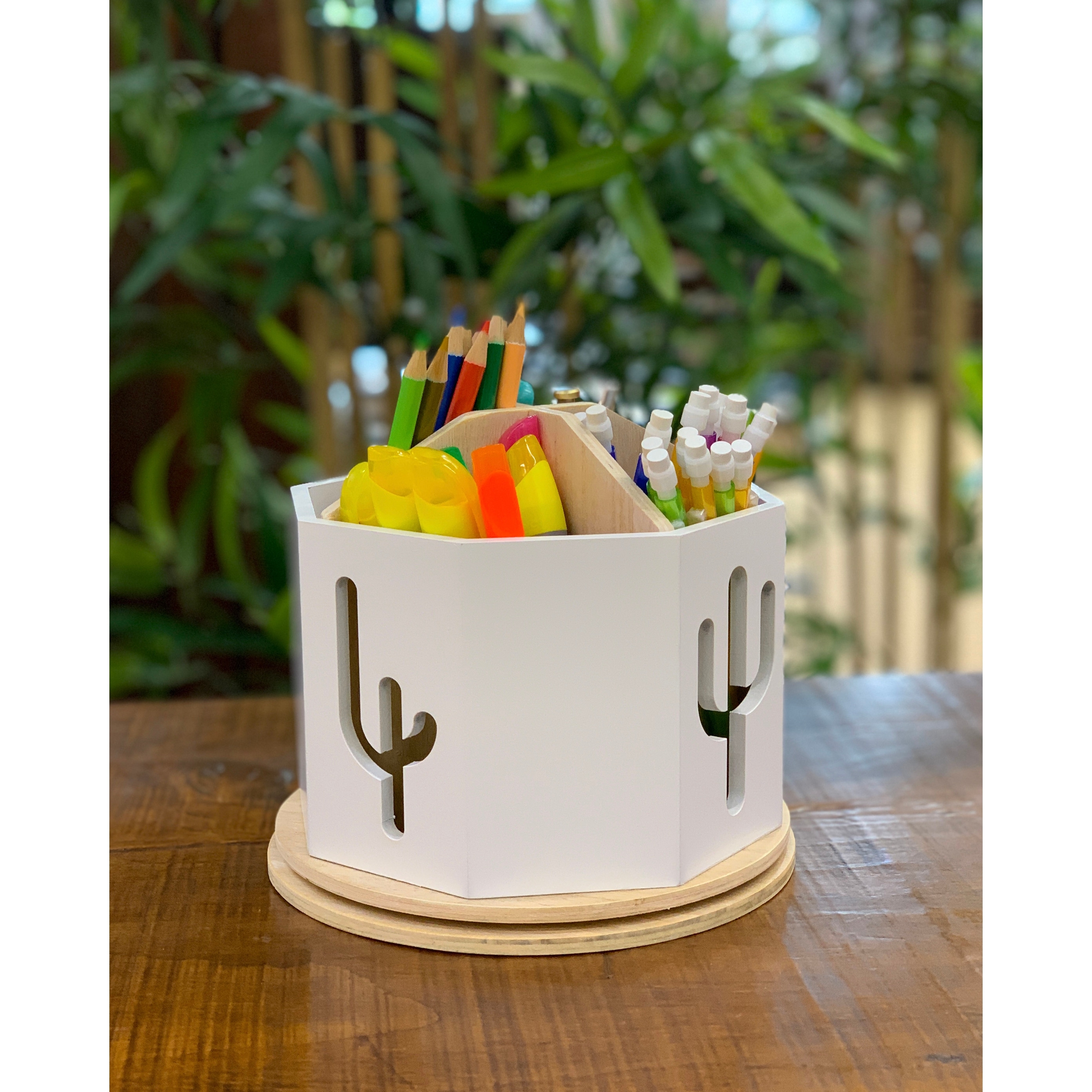 DesignStyles 4 Compartment Spinning Desktop Organizer / Rotating Pen and Pencil Cup and Sorter