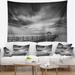 Designart 'Black and White Wooden Bridge and Sky' Pier Seascape Wall Tapestry