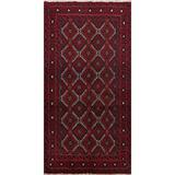 Geometric Balouch Persian Area Rug Wool Handmade Traditional Carpet - 3'3" x 5'11"