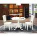 East West Furniture 3 Piece Dining Room Set- a Round Dining Table and 2 Kitchen Chairs, (Seat Type & Finish Option)