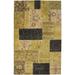 One of a Kind Hand-Knotted Modern & Contemporary 5' x 8' Patchwork Wool Gold Rug - 5'2"x8'0"