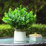 Enova Home 12 inch Artificial Eucalyptus Grasses Topiary Fake Plants in Pot for Home Office Decoration