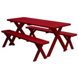 Pine 6' Cross-Leg Picnic Table with 2 Benches