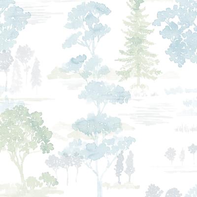 Forest Wallpaper in Blues & Greens