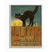 Stupell A Merry Halloween Black Cat Fence Seasonal Holiday Design Framed Wall Art