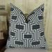 Thomas Collection Black White Geometric Trellis Luxury Throw Pillow, Handmade in USA