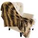 Plutus Beige and Brown Chinchilla Faux Fur Luxury Throw