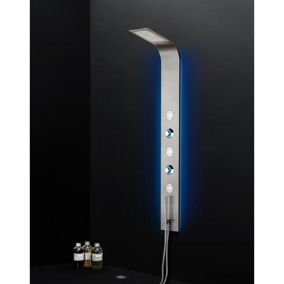 BOANN 3-Jet Full Body Shower System with LED Lights and Spray Wand in Brushed Steel