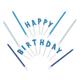 37-Count Glitter Blue Long Thin Cake Candles with Holder "HAPPY BIRTHDAY" Letter