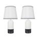 Aspen Creative Two Pack Set -18 1/2" High Ceramic Table Lamp, Off White & Black and Empire Lamp Shade in Off White, 10" Wide