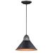 Outland 1-light Black/Goldtone Outdoor Barn Dome Pendant - 10-in W x 7.5-in H x 10-in D