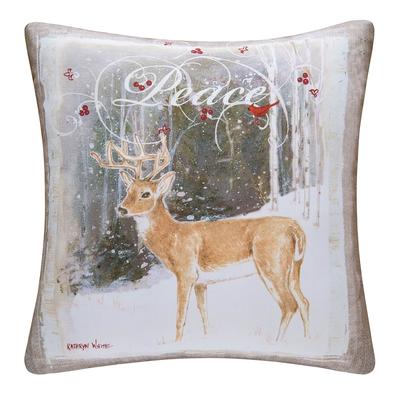 Peace Deer Printed 18 Inch Accent Decorative Accent Throw Pillow