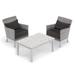 Oxford Garden Argento 3-piece Resin Wicker Club Chair & Travira Lite-Core Ash Coffee Table Set - Jet Black Cushion & Pillow