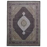 FineRugCollection Olive and Black Wool and Silk Fine Mahi Tabriz Area Rug