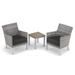 Oxford Garden Argento 3-piece Resin Wicker Club Chair & Travira Tekwood Vintage End Table Set - Jet Black Cushions
