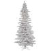 9' Pre-Lit Flocked White Spruce Slim Christmas Tree - Clear LED Lights