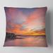 Designart 'Calm Sydney Beach with Yellow Sky' Seashore Throw Pillow