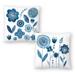 Blue Flowers With Stems and Blue Flowers & Leaves - Set of 2 Decorative Pillows