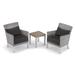 Oxford Garden Argento 3-piece Resin Wicker Club Chair, Pillows & Travira Tekwood Vintage End Table Set - Jet Black Cushions