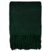 Acrylic Knitted Blanket with Fringe Throw Green