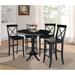 36" Round Bar Height Table with 12" Leaf and 4 X-back Stools - Black - 5 Piece set