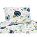 Navy Blue and Pink Watercolor Floral 4-piece Queen Sheet Set - Blush, Green and White Shabby Chic Rose Flower