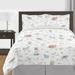 Farm Animals Collection Boy Girl 3-piece Full / Queen-size Comforter Set - Watercolor Farmhouse Lattice Horse Cow Sheep Pig