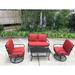 4-Piece Outdoor Patio Sofa Set with Arms and Seat Cushions