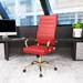 LeisureMod Benmar High-Back Leather Office Chair W/ Gold Frame