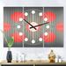 Designart 'Modern Circle and Line Geometric Pattern' Oversized Mid-Century wall clock - 3 Panels