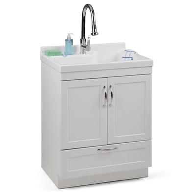 WYNDENHALL Janine Transitional 28 inch Laundry Cabinet with Pull-out Faucet and ABS Sink - 27.8'' W x 50.75'' H x 22.1'' D