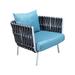 LeisureMod Spencer Modern Outdoor Rope Frame Club Chairs With Cushions