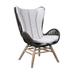 King Indoor Outdoor Lounge Chair in Eucalyptus Wood with Truffle Rope and Grey Cushion