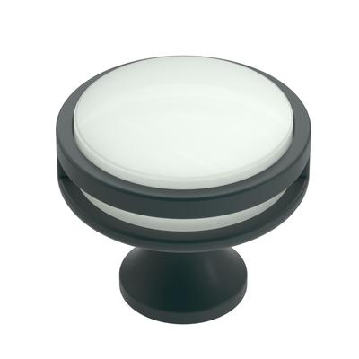 Oberon 1-3/8 in (35 mm) Diameter Matte Black/Frosted Cabinet Knob - Matte Black/Frosted - in. Center-to-Center