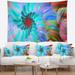 Designart 'Blue Colored Stain Glass with Spirals' Floral Wall Tapestry