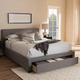Contemporary Tufted Upholstered Storage Platform Bed by Baxton Studio