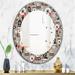 Designart 'Pattern Amusing Lovers Robots' Printed Modern Mirror - Oval or Round Wall Mirror - Grey/Silver