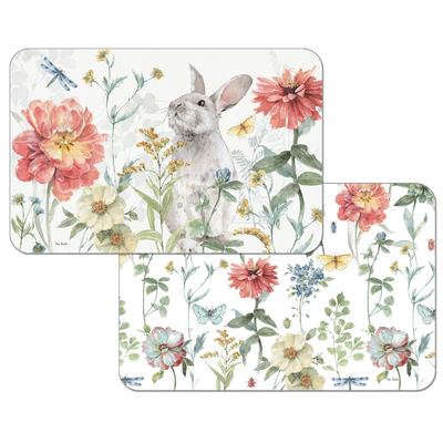 Reversible Wipe-clean Counterart Placemats Set of 4 - Spring Meadow Bunny
