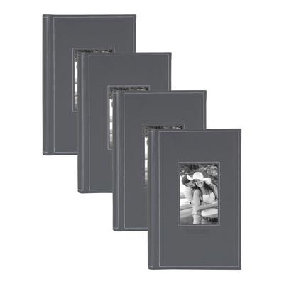 DesignOvation Debossed Black Faux Leather Photo Album (Pack of 4)
