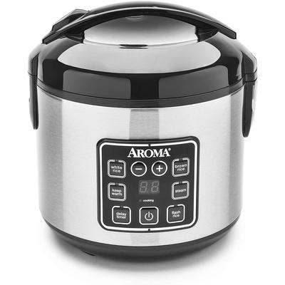 Aroma 8 Cup Digital Cool-Touch Rice Cooker and Food Steamer, Stainless