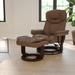 Contemporary Multi-Position Recliner and Curved Ottoman with Swivel Base