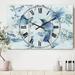 Designart 'Indigold Watercolor Flower III' Cottage 3 Panels Oversized Wall CLock - 36 in. wide x 28 in. high - 3 panels