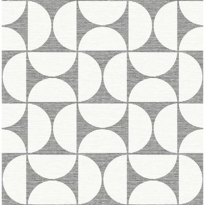 Brewster Deedee Black Geometric Faux Grasscloth Wallpaper - 20.5in x 396in x 0.025in