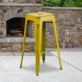 4 Pack 30"H Backless Distressed Metal Indoor-Outdoor Barstool - Patio Chair