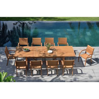 LifestyleGarden George 11 piece FSC Wood Outdoor Patio Dining Set - Teak Finish - 11 Piece