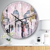 Designart 'Love in Paris I' Romantic French Country Large Wall CLock