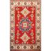 Geometric Traditional Kazak Oriental Wool Area Rug Hand-knotted Carpet - 2'10" x 4'1"