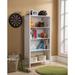 White Finish Wood 4-Shelf Bookcase