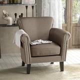 Brice Contemporary Scroll Arm Club Chair with Nailhead Trim by Christopher Knight Home